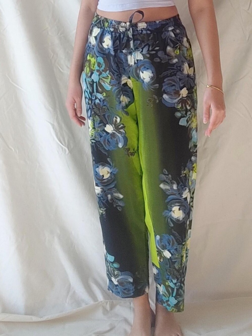 W11 8 by Walter Baker Floral Green and Blue Summer Trousers